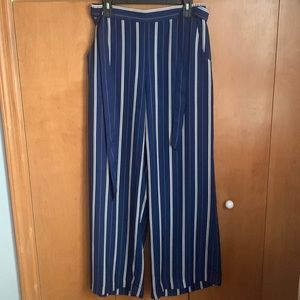 Blue striped wide leg pants